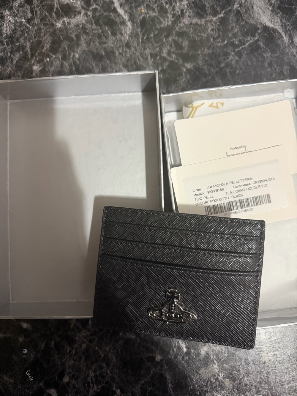 Vivienne Westwood Black Saffiano Leather Card Holder with Orb Emblem